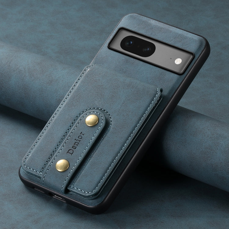 For Google Pixel 7 5G Denior D14 NK Retro Pattern MagSafe Magnetic Card Holder Leather Phone Case(Blue) - Google Cases by Denior | Online Shopping South Africa | PMC TechLife | Buy Now Pay Later Mobicred