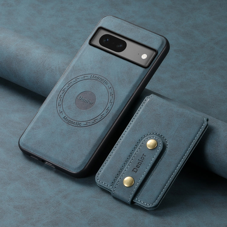 For Google Pixel 7 5G Denior D14 NK Retro Pattern MagSafe Magnetic Card Holder Leather Phone Case(Blue) - Google Cases by Denior | Online Shopping South Africa | PMC TechLife | Buy Now Pay Later Mobicred