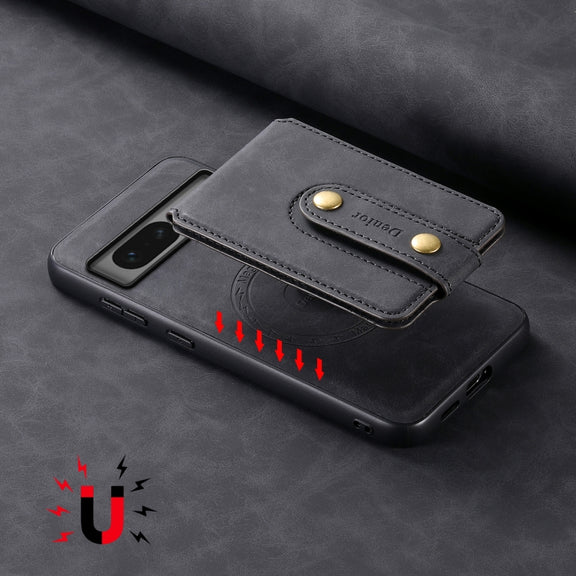 For Google Pixel 7 5G Denior D14 NK Retro Pattern MagSafe Magnetic Card Holder Leather Phone Case(Black)