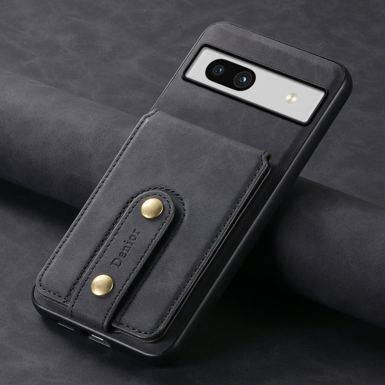 For Google Pixel 7a Denior D14 NK Retro Pattern MagSafe Magnetic Card Holder Leather Phone Case(Black) - Google Cases by Denior | Online Shopping South Africa | PMC TechLife | Buy Now Pay Later Mobicred