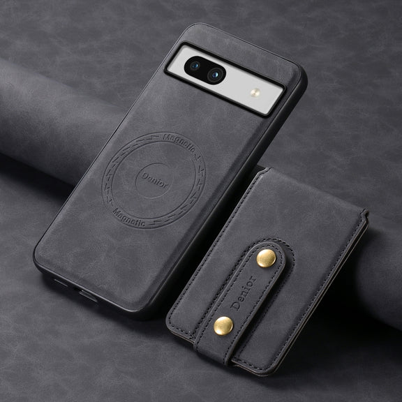 For Google Pixel 7a Denior D14 NK Retro Pattern MagSafe Magnetic Card Holder Leather Phone Case(Black)