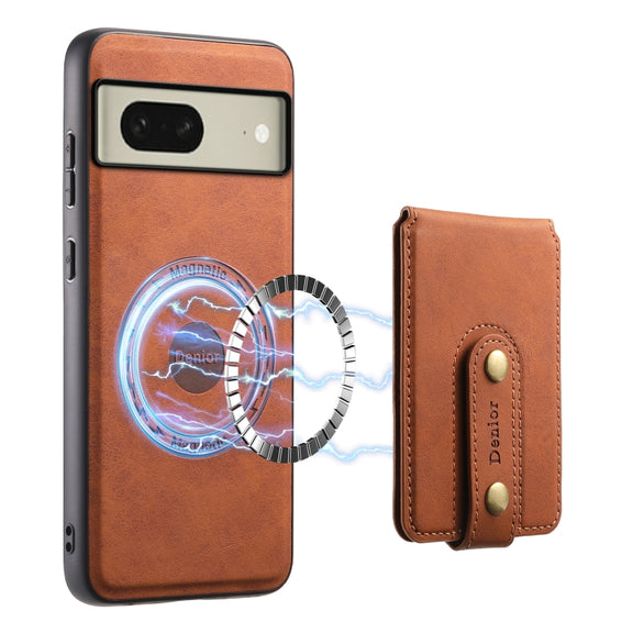 For Google Pixel 8 Denior D14 NK Retro Pattern MagSafe Magnetic Card Holder Leather Phone Case(Brown)