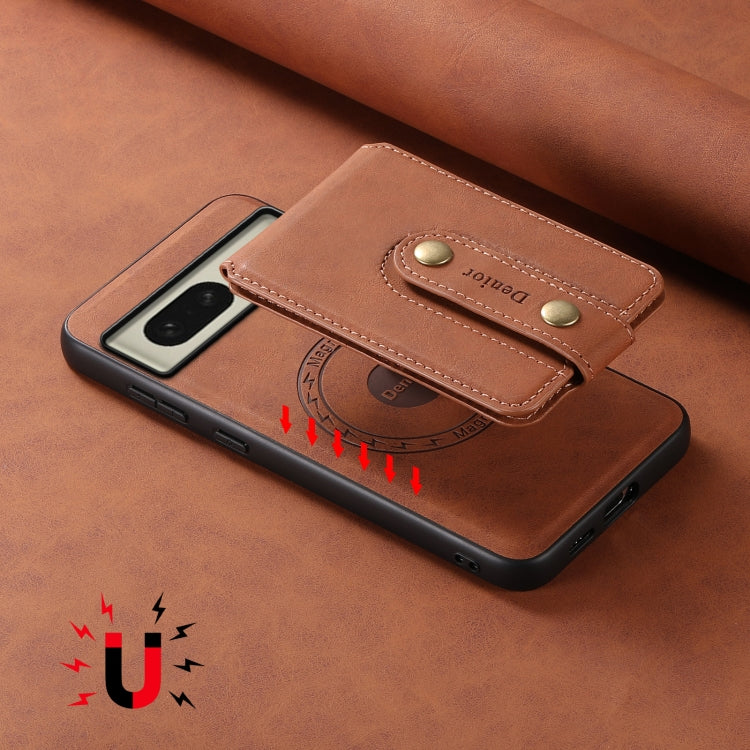 For Google Pixel 8 Denior D14 NK Retro Pattern MagSafe Magnetic Card Holder Leather Phone Case(Brown) - Google Cases by Denior | Online Shopping South Africa | PMC TechLife | Buy Now Pay Later Mobicred