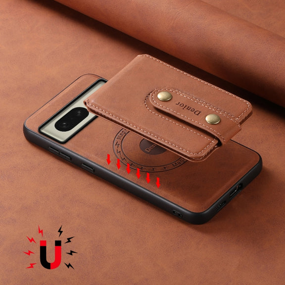For Google Pixel 8 Denior D14 NK Retro Pattern MagSafe Magnetic Card Holder Leather Phone Case(Brown)
