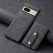 For Google Pixel 8 Denior D14 NK Retro Pattern MagSafe Magnetic Card Holder Leather Phone Case(Black)