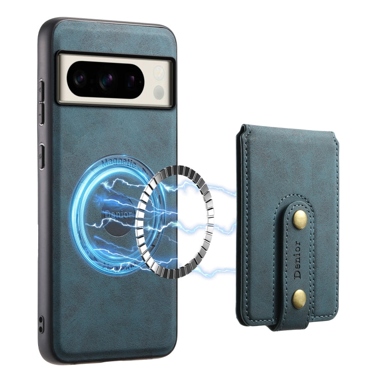 For Google Pixel 8 Pro Denior D14 NK Retro Pattern MagSafe Magnetic Card Holder Leather Phone Case(Blue) - Google Cases by Denior | Online Shopping South Africa | PMC TechLife | Buy Now Pay Later Mobicred