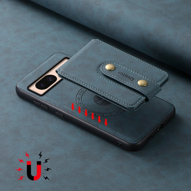 For Google Pixel 8a Denior D14 NK Retro Pattern MagSafe Magnetic Card Holder Leather Phone Case(Blue) - free shipping - PMC TechLife - Order now!