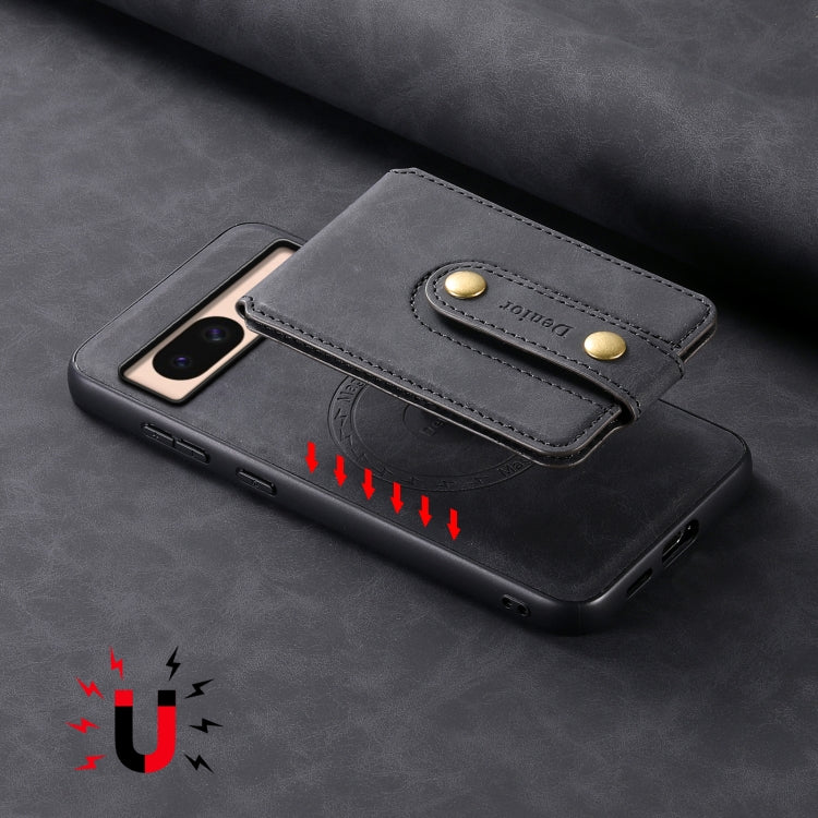 For Google Pixel 8a Denior D14 NK Retro Pattern MagSafe Magnetic Card Holder Leather Phone Case(Black)