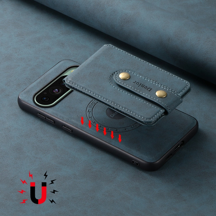 For Google Pixel 9 Denior D14 NK Retro Pattern MagSafe Magnetic Card Holder Leather Phone Case(Blue) - free shipping - PMC TechLife - Order now!