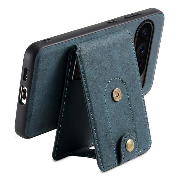 For Google Pixel 9 Pro Denior D14 NK Retro Pattern MagSafe Magnetic Card Holder Leather Phone Case(Blue)