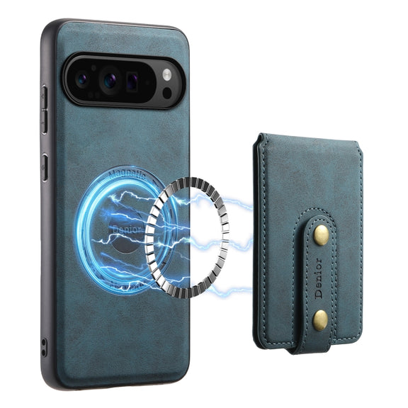 For Google Pixel 9 Pro Denior D14 NK Retro Pattern MagSafe Magnetic Card Holder Leather Phone Case(Blue)