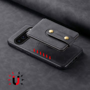 For Google Pixel 9 Pro Denior D14 NK Retro Pattern MagSafe Magnetic Card Holder Leather Phone Case(Black)