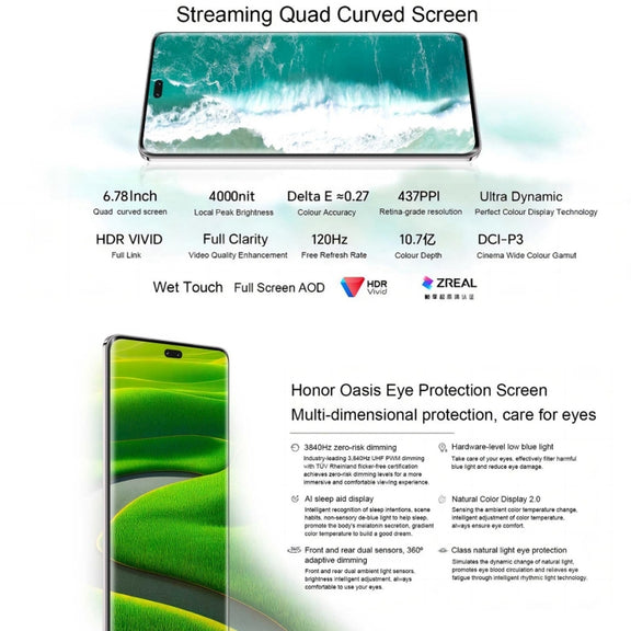 Honor 200 Pro, 12GB+256GB, Screen Fingerprint Identification, 6.78 inch MagicOS 8.0 Snapdragon 8s Gen 3 Octa Core, Network: 5G, NFC, OTG(Silver White)