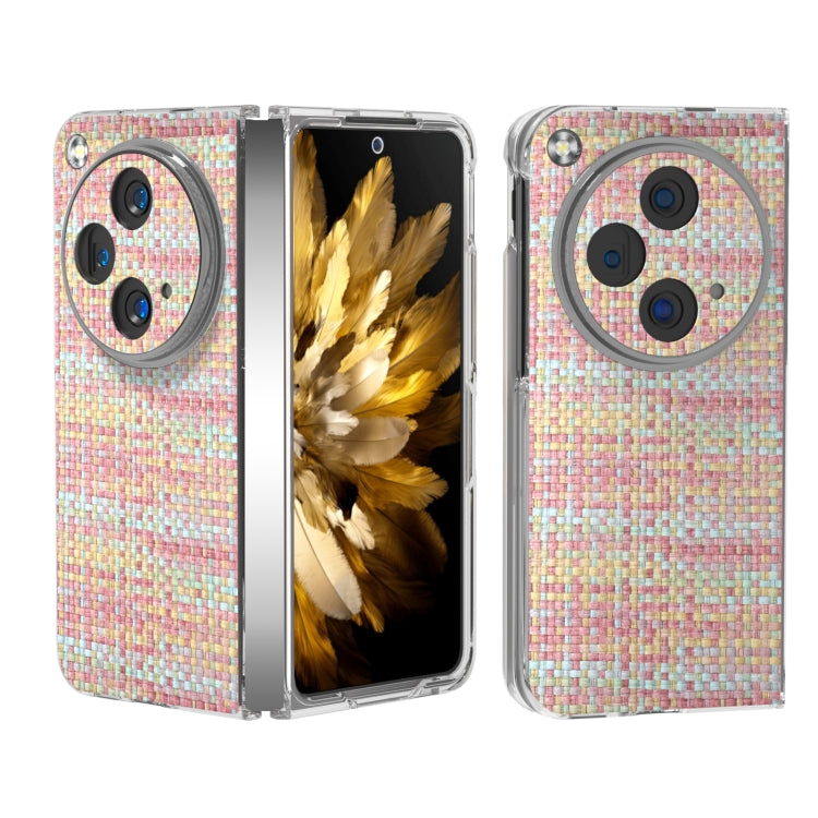 For OPPO Find N3 Colorful Rhombic Texture Transparent Frame PU Phone Case(Pink) - Find N3 Cases by PMC TechLife | Online Shopping South Africa | PMC TechLife | Buy Now Pay Later Mobicred