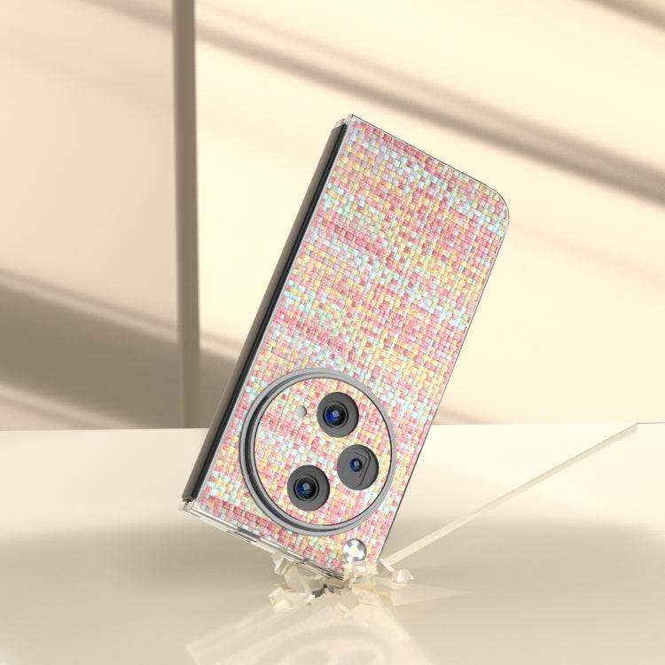 For OPPO Find N3 Colorful Rhombic Texture Transparent Frame PU Phone Case(Pink) - Find N3 Cases by PMC TechLife | Online Shopping South Africa | PMC TechLife | Buy Now Pay Later Mobicred