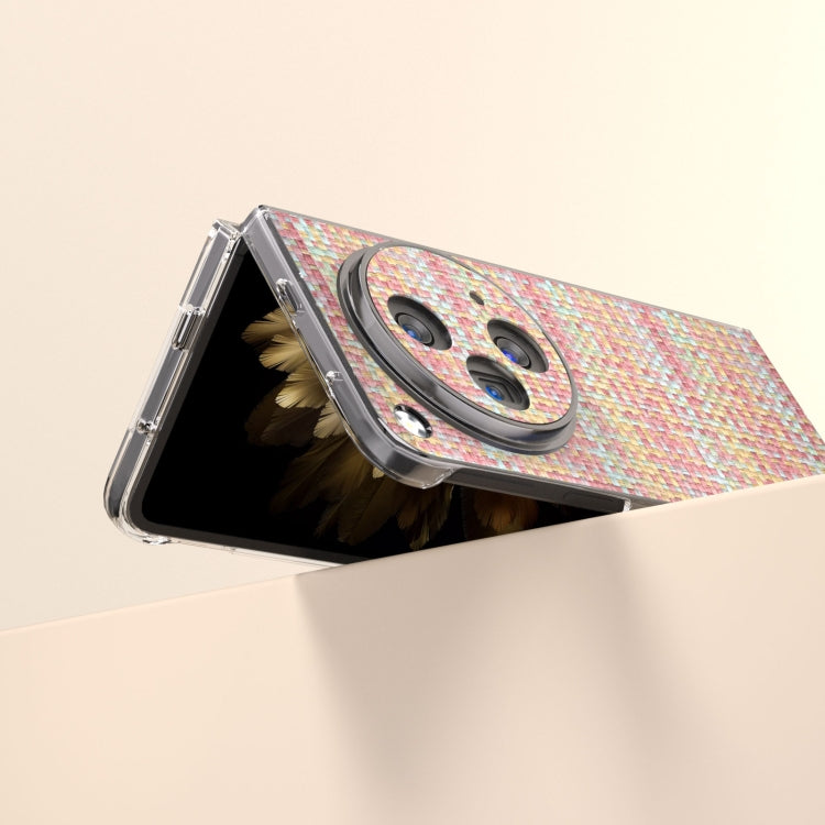 For OPPO Find N3 Colorful Rhombic Texture Transparent Frame PU Phone Case(Pink) - Find N3 Cases by PMC TechLife | Online Shopping South Africa | PMC TechLife | Buy Now Pay Later Mobicred