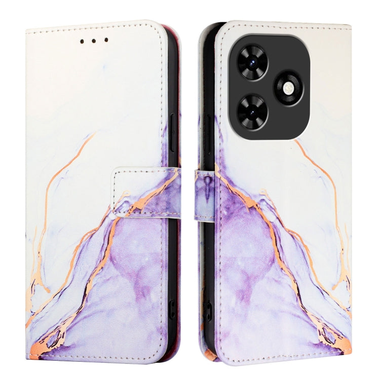 For Tecno Spark Go 2024 / Spark 20C PT003 Marble Pattern Flip Leather Phone Case(White Purple) - Tecno Cases by PMC Jewellery | Online Shopping South Africa | PMC Jewellery | Buy Now Pay Later Mobicred