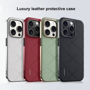 For iPhone 16 Pro Plain Leather PC Phone Case(Green)