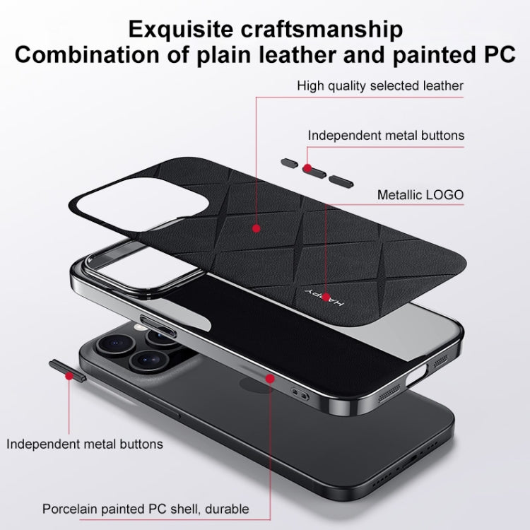For iPhone 16 Pro Plain Leather PC Phone Case(Green)