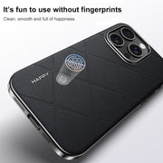 For iPhone 16 Pro Max Plain Leather PC Phone Case(Black)