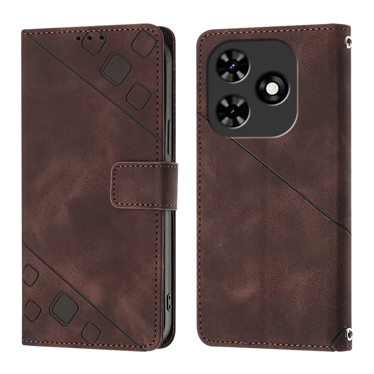 For Tecno Spark Go 2024 / Spark 20C Skin Feel Embossed Leather Phone Case(Brown)
