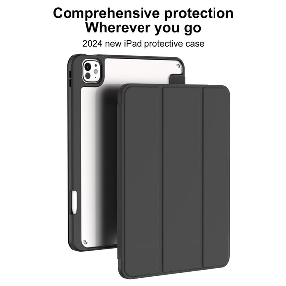 For iPad Pro 13 2024 Mutural Pinyue Series Smart Leather Tablet Case(Black)