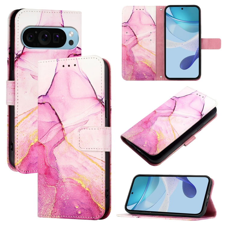 For Google Pixel 9 PT003 Marble Pattern Flip Leather Phone Case(Pink Purple Gold) - Google Cases by PMC TechLife | Online Shopping South Africa | PMC TechLife | Buy Now Pay Later Mobicred