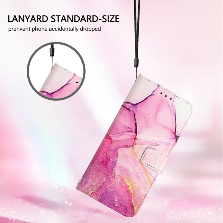 For Google Pixel 9 PT003 Marble Pattern Flip Leather Phone Case(Pink Purple Gold)
