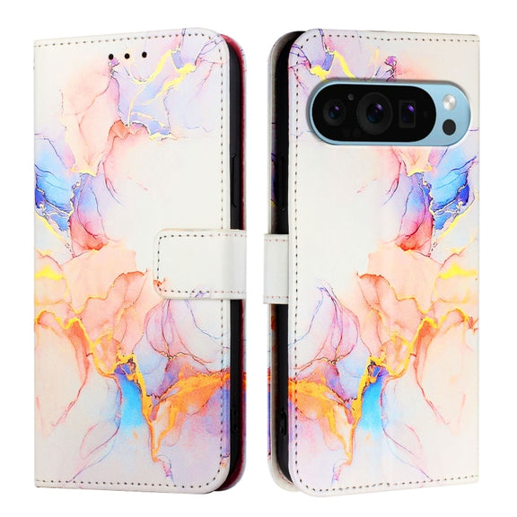 For Google Pixel 9 PT003 Marble Pattern Flip Leather Phone Case(Galaxy Marble White)