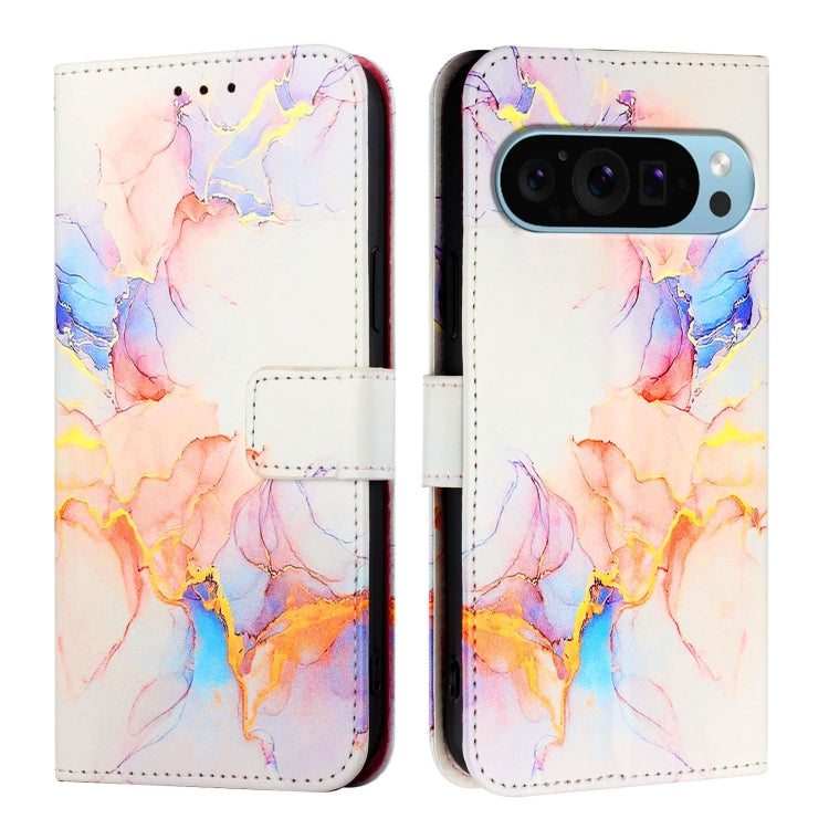 For Google Pixel 9 PT003 Marble Pattern Flip Leather Phone Case(Galaxy Marble White)