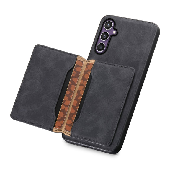 For Samsung Galaxy S24 5G Denior D13 Retro Texture Leather MagSafe Card Bag Phone Case(Black)