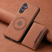 For Samsung Galaxy S24 5G Denior D13 Retro Texture Leather MagSafe Card Bag Phone Case(Brown)