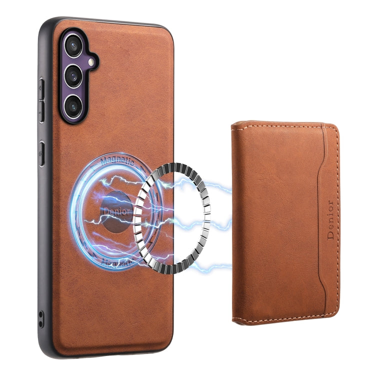 For Samsung Galaxy S24 5G Denior D13 Retro Texture Leather MagSafe Card Bag Phone Case(Brown)