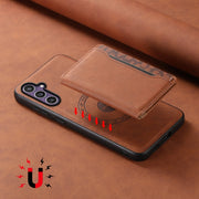 For Samsung Galaxy S24 5G Denior D13 Retro Texture Leather MagSafe Card Bag Phone Case(Brown)