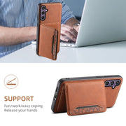 For Samsung Galaxy S24 5G Denior D13 Retro Texture Leather MagSafe Card Bag Phone Case(Brown)