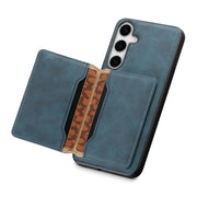 For Samsung Galaxy S24+ 5G Denior D13 Retro Texture Leather MagSafe Card Bag Phone Case(Blue)