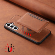 For Samsung Galaxy S24+ 5G Denior D13 Retro Texture Leather MagSafe Card Bag Phone Case(Brown)