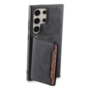 For Samsung Galaxy S24 Ultra 5G Denior D13 Retro Texture Leather MagSafe Card Bag Phone Case(Black)