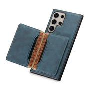 For Samsung Galaxy S24 Ultra 5G Denior D13 Retro Texture Leather MagSafe Card Bag Phone Case(Blue)