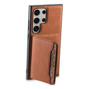 For Samsung Galaxy S24 Ultra 5G Denior D13 Retro Texture Leather MagSafe Card Bag Phone Case(Brown)