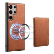 For Samsung Galaxy S24 Ultra 5G Denior D13 Retro Texture Leather MagSafe Card Bag Phone Case(Brown)