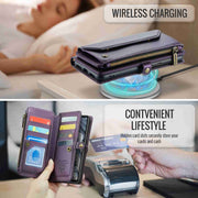 For Google Pixel 7a CaseMe C36 Card Slots Zipper Wallet RFID Anti-theft Leather Phone Case(Purple)