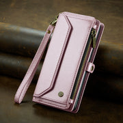 For Google Pixel 7a CaseMe C36 Card Slots Zipper Wallet RFID Anti-theft Leather Phone Case(Pink)