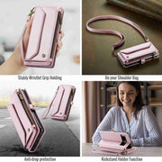 For Google Pixel 7a CaseMe C36 Card Slots Zipper Wallet RFID Anti-theft Leather Phone Case(Pink)