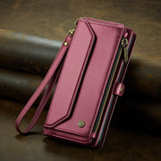 For Google Pixel 8 CaseMe C36 Card Slots Zipper Wallet RFID Anti-theft Leather Phone Case(Wine Red)