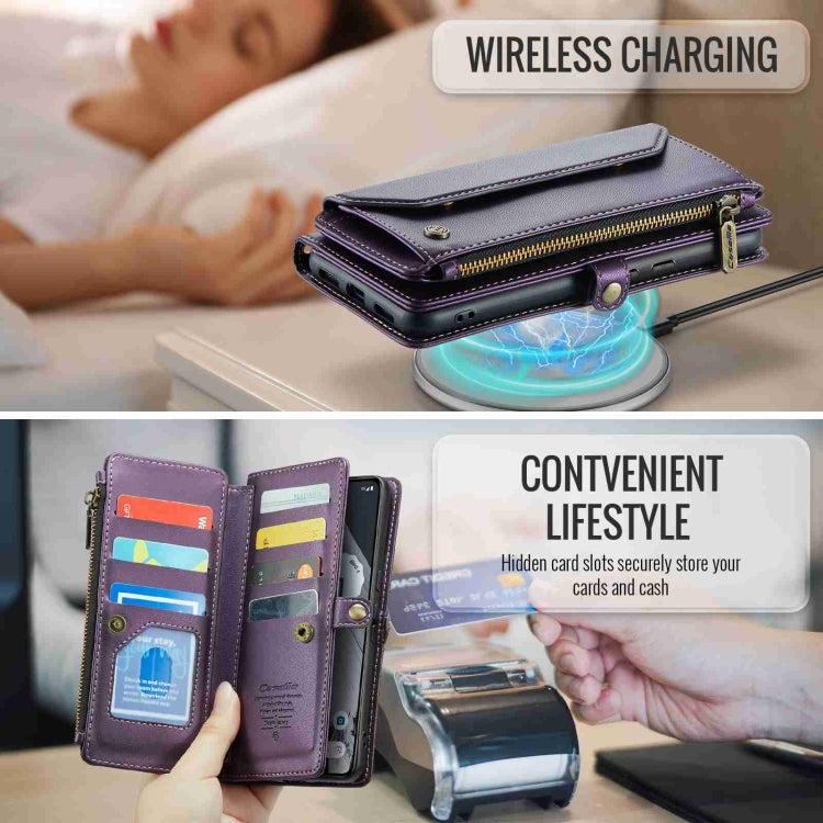 For Google Pixel 8 Pro CaseMe C36 Card Slots Zipper Wallet RFID Anti-theft Leather Phone Case(Purple)