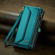For Google Pixel 8 Pro CaseMe C36 Card Slots Zipper Wallet RFID Anti-theft Leather Phone Case(Blue-green)