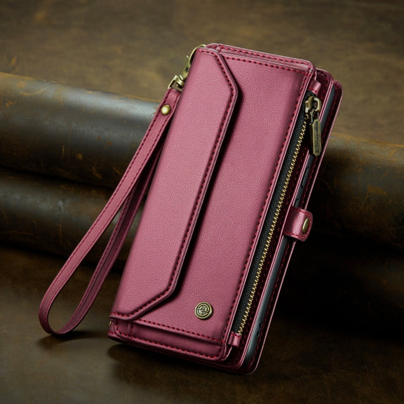 For Google Pixel 8 Pro CaseMe C36 Card Slots Zipper Wallet RFID Anti-theft Leather Phone Case(Wine Red)