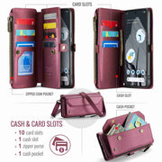 For Google Pixel 8 Pro CaseMe C36 Card Slots Zipper Wallet RFID Anti-theft Leather Phone Case(Wine Red)
