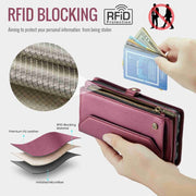 For Google Pixel 8 Pro CaseMe C36 Card Slots Zipper Wallet RFID Anti-theft Leather Phone Case(Wine Red)